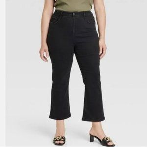 AVA & VIV Black Stretch High-Rise Ankle Bootcut Denim Jeans Pants - Women 16W